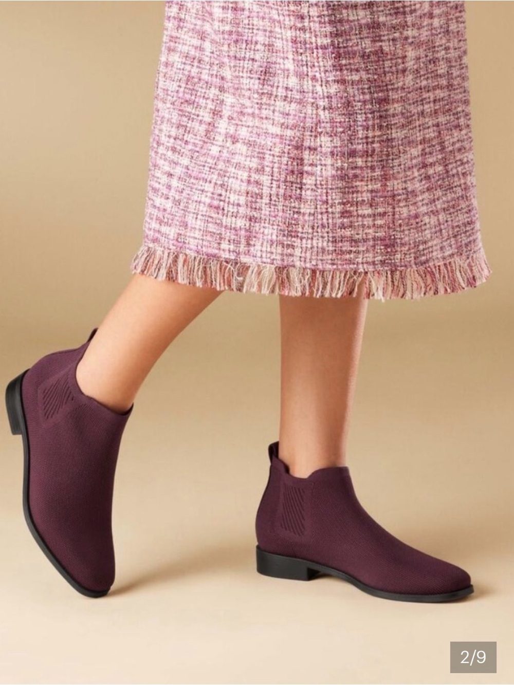 NWOT Vivian Ryan Pro Water Repellent Knit Chelsea Ankle Boots in Bordeaux